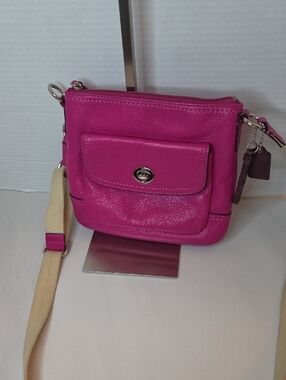 Coach Pink Pebbled Leather Swingpack Crossbody Bag with Turn-Lock Pocket